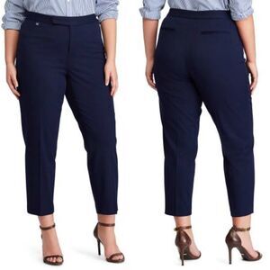 LAUREN Ralph Lauren Navy Blue Twill Cropped Pants